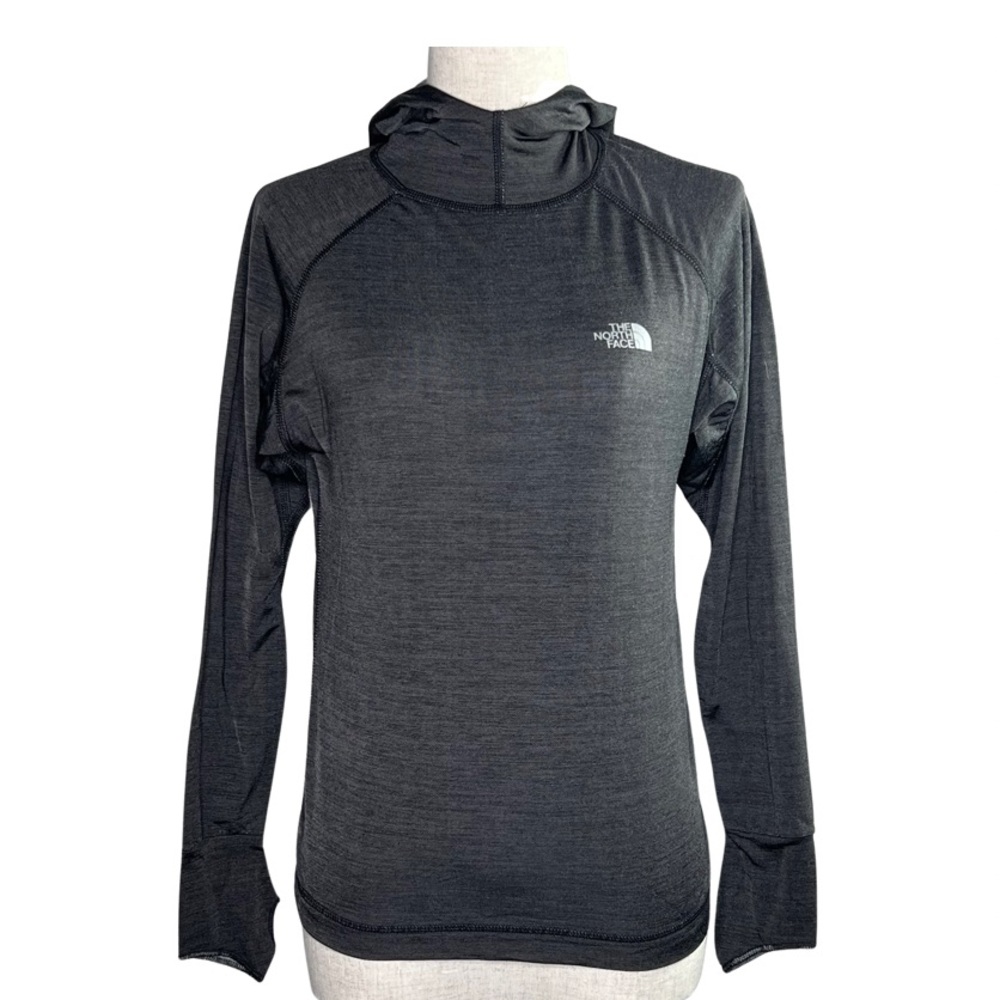 The North Face Dark Gray Hooded Athleisure Pullover Women’s Top Size Medium - Picture 1 of 7